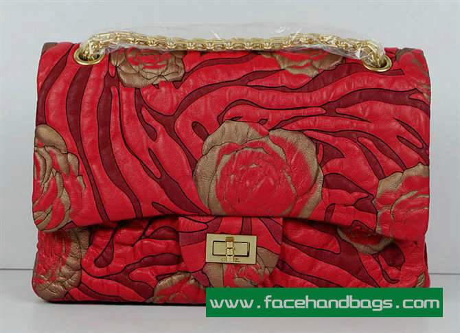 Chanel 2.55 Rose Handbag 50145 Gold Hardware-Red Gold